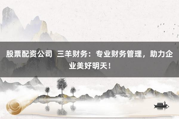 股票配资公司  三羊财务：专业财务管理，助力企业美好明天！