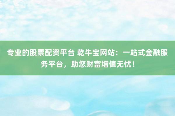 专业的股票配资平台 乾牛宝网站：一站式金融服务平台，助您财富增值无忧！