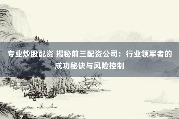 专业炒股配资 揭秘前三配资公司：行业领军者的成功秘诀与风险控制