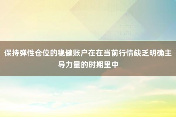 保持弹性仓位的稳健账户在在当前行情缺乏明确主导力量的时期里中